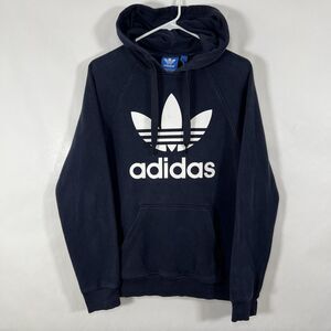 Adidas Originals Trefoil Hoodie Mens Size Small Navy Blue White Logo Drawstring